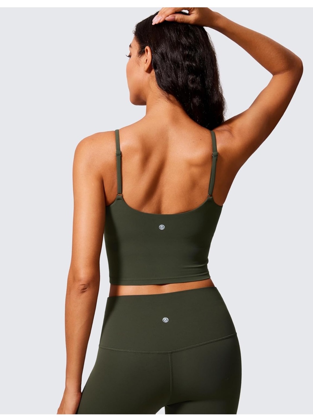 CRZ YOGA Olive Green Slim Tank Crop Top - Picture 3 of 5